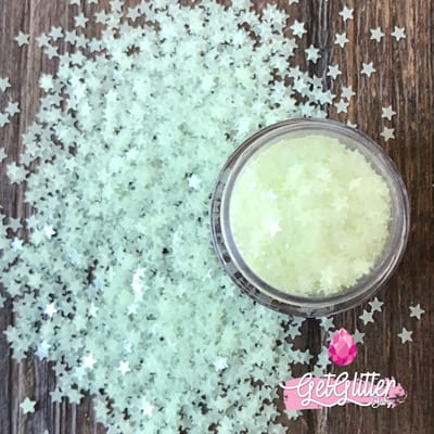 GetGlitterBaby® - Glow in the Dark Sterren Festival Glitters voor Lichaam en Gezicht / Bio Biodegradable Vegan Biologische Face Body Glitter Jewels - Glow in the Dark Sterretjes
