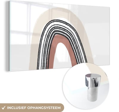 MuchoWow® Glasschilderij 40x20 cm - Schilderij acrylglas - Regenboog - Pastel - Design - Foto op glas - Schilderijen