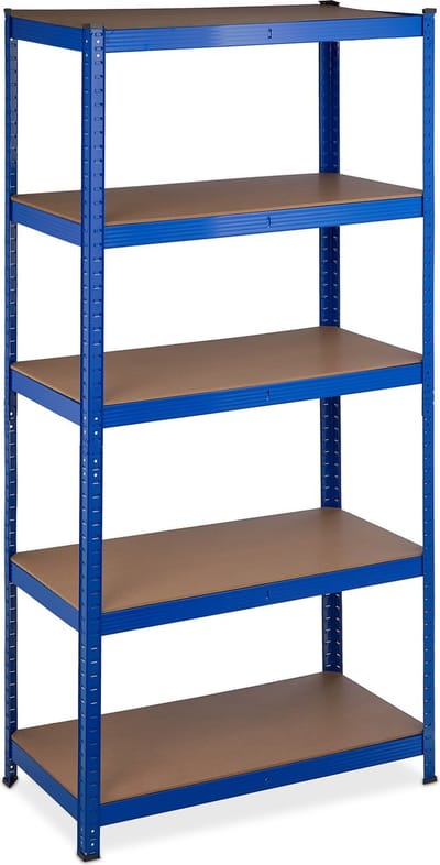 stellingkast metaal - 180 x 90 x 45 cm - tot 1325 kg - 5 etages - blauw