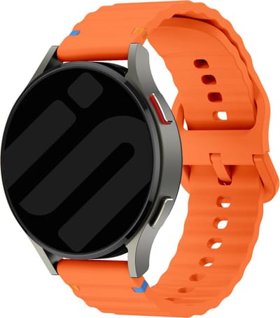 Strap-it Smartwatch bandje 20mm - Siliconen Wave bandje geschikt voor Samsung Galaxy Watch Active (2) / Watch 3 - 41mm / Watch 1 - 42mm / Gear Sport - Amazfit Bip / GTS - Polar Ignite / Unite / Pacer - oranje
