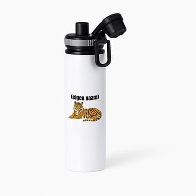 Hacebo® - tijger met eigen naam waterfles met draaidop grijs - Tijger - dieren liefhebber - iemand die houdt van tijgers - verjaardag - cadeau - kado - geschenk - water fles - 850ML