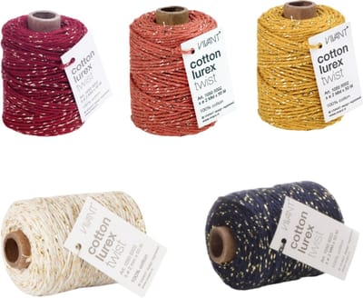 Glitter Touw - 2mm - Lurex - 5 Kleuren - 250 Meter - 5x50m - Assorti - Glitterkoord - Decoratief Touw