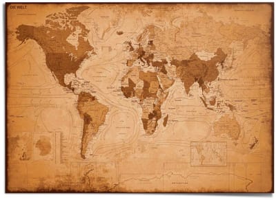XXL Poster Wereldkaart - 100 x 140 - Papier - REINDERS