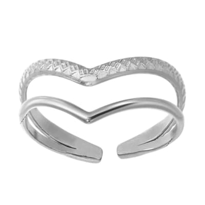 Aramat Jewels | Ringen | Damesring Verstelbaar - Open Ring 2 Mode Strepen - One Size | Zilverkleur | |12mm | Staal | Volwassenen | Verkleurd niet