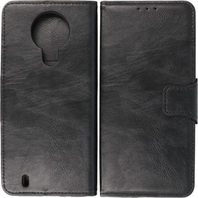 BestCases -  Nokia 1.4 Hoesje - Nokia 1.4 Bookcase Telefoonhoesje - Nokia 1.4 Kaarthouder Portemonnee Hoesje - Kunstleer - Zwart