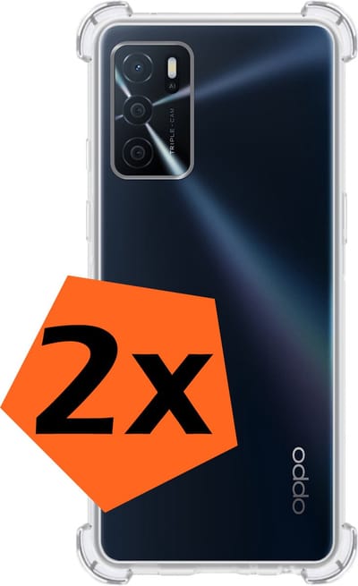 Hoes - 2 Stuks - Geschikt voor OPPO A16 - Sterk & Shockproof - Siliconen Case - Back Cover - Telefoon Hoesje Shock Proof - Transparant