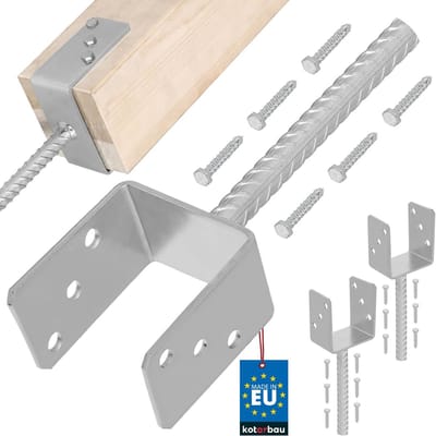 KOTARBAU® 2 st Paalhouder Beton, Verzinkt Staal, 101 mm, Zilver, Paaldrager in Beton Storten, Betonanker voor Houten Palen, Paalhouder Schutting Beton