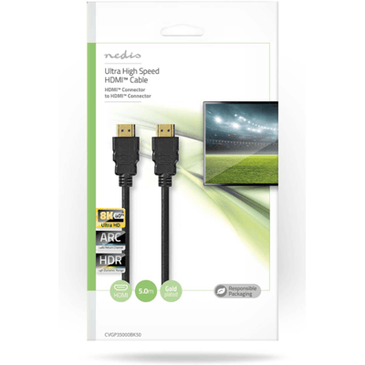 Nedis Ultra High Speed ​​HDMI-Kabel - HDMI Connector - HDMI Connector - 8K@60Hz - 48 Gbps - 5.00 m - Rond - 6.7 mm - Zwart - Envelop