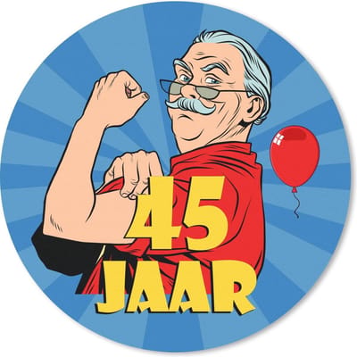 Muismat rond 20x20 cm - Mousepad Man - Jubileum - 45 Jaar - Ronde muismatten