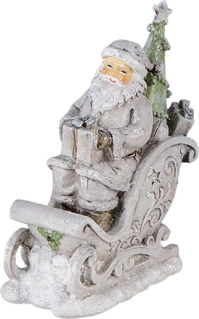 Clayre & Eef Beeld Kerstman 10x6x13 cm Grijs Kunststof