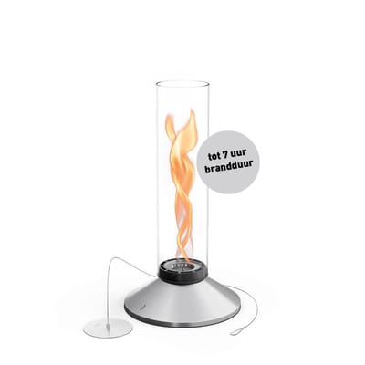 höfats SPIN X Tafelvuur 1200 zilver extra lange brandduur, rook- en roetvrije tafelhaard voor binnen en buiten, voor tafeldecoratie, verwarmende vuurkolom