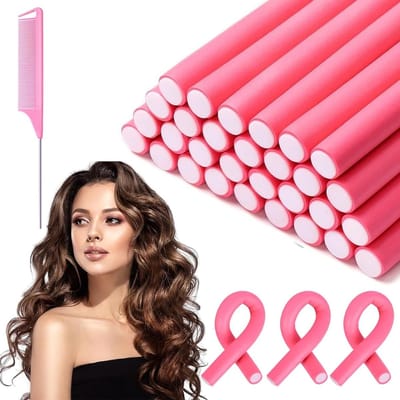 Flexibele krulijzer zonder hitte, 30 stuks, 240 mm, 14 mm diameter, schuimrollers voor nachtelijke krullen, ideaal voor lang haar en diverse kapsels