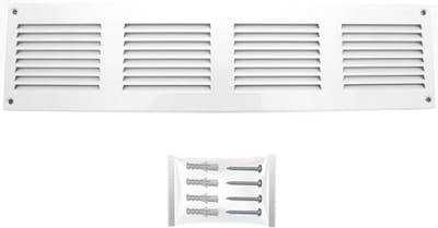 Ventilatie rooster - Luchtuitlaat metaal - Luchtcirculatie verbeteren - Met insectenwering - 400 x 100 mm - Wit