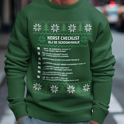 Kerst Trui Groen Kerst Checklist - Bij De Schoonfamilie XS