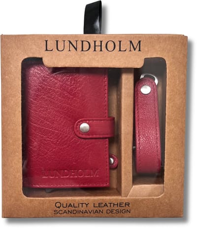 Lundholm pasjeshouder vrouwen met portemonnee en leren sleutelhouder key organizer rood - creditcardhouder dames leer rood - cadeau voor vriendin | Lundholm Örebro serie