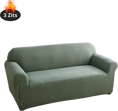 Livano Bankhoes - Bankbeschermer - Stretch - Sofa Cover - Effen - Groen - 3 Zits