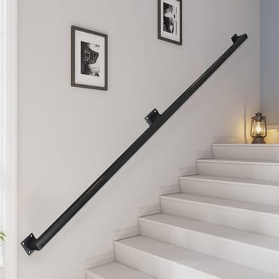 Moderne Trapleuning - Steunbeugel Handgreep - Veilige Steun - Gepoedercoat Metaal - 350cm Lengte - Zwart