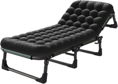 Opvouwbare Campingbed - Ligstoel - Buiten Ontspannen - Verstelbare Rugleuning - 75 inch Lengte - Grijs
