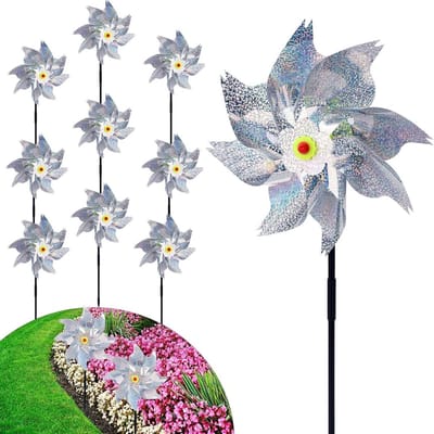 Allecto Plus - Reflecterende Windmolentjes voor Vogelafweer in Tuin, Terras en Boerderij - Set van 10 Stuks
