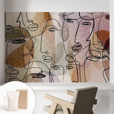 Coloray Behang - Lineaire vlakken Wandbekleding - 104x70 cm - Zwart Behang - Voor liefhebbers van moderne abstracte kunst - Behang Voor de woonkamer, voor het kantoor, voor de slaapkamer - Muurbehang Deel