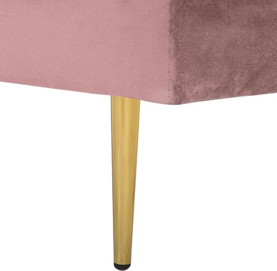 Luxe Chaise Longue Rechts – Fluwelen Roze Loungebank met Gouden Frame & Bolster – Moderne Velvet Ligstoel voor Woonkamer of Slaapkamer – Comfortabele Loungestoel met Kussens
