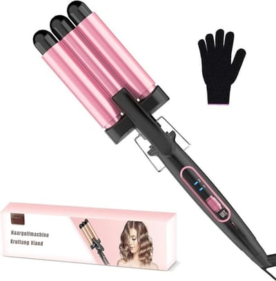 REN®Wafeltang - Wafeltang Haar - Wafeltang Babyliss - carbonpoeder, 22 mm - met 3 vaten - Roze - 37cm x 8cm x 8cm
