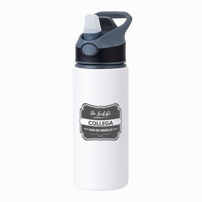 Hacebo® - De leukste collega waterfles met rietje zwart - Collega - beste collega - werk - afscheidscadeau - verjaardagscadeau - kado - water fles - 650ML