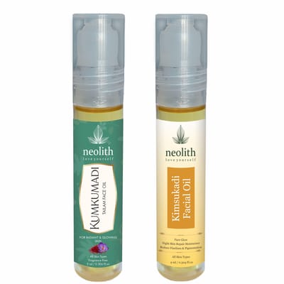 Neolith Kumkumadi-olie en Kimsukadi-olie proefpakketten combo || 9 ml elk 18 ml geel