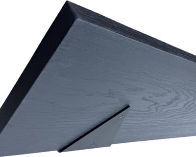 GoudmetHout® Wandplank Industrieel - 40 x 25 cm Muurplank - Zwart Eiken Hout - Decoratie Wandrek & Boekenrek - Hangplank Keuken - Wall Shelf + 2 Driehoekvormige Mat Zwarte Plankdragers van Staal