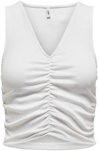 Only Nilan Life Mouwloze V-hals T-shirt Wit XS Vrouw