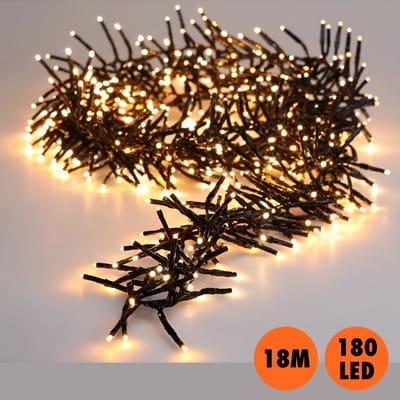 Kerstverlichting warm wit binnen/buiten 180 lampjes 18 meter/1800 cm - Warm witte indoor/outdoor boomverlichting - Kerstlampjes/kerstlichtjes met timer