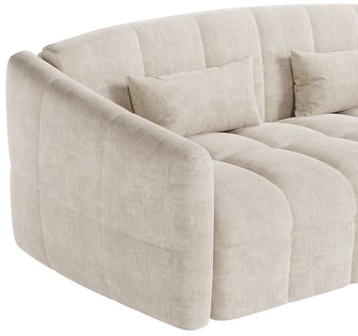 Vente-unique Driezitsslaapbank express in beige velours - Slaapbreedte 140 cm - Matras 16 cm RETUNA