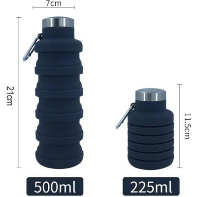 Opvouwbare Siliconen Waterfles Opvouwbare Drinkfles voor Reizen Gym Kamperen Wandelen Draagbare Sportfles met Karabijnhaak CHINA