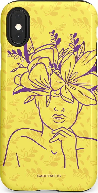 Casetastic hoesje geschikt voor Apple iPhone X / Apple iPhone XS - Dubbellaagse bescherming - Floral Essence - Fashion Case - Goud Beige