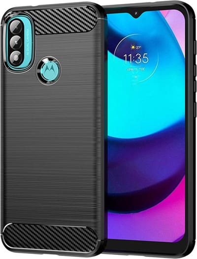 Hoesje geschikt voor Motorola Moto E20 / Moto E30 / Moto E40 - Techsuit Carbon Silicone Back Cover - Zwart