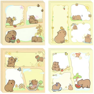 Allecto - Capybara Sticky Notes - Kawaii Memopads - Schattige Sticky Tabs - 400 Stuks - Zelfklevende Notities - Perfect voor Kantoor en School