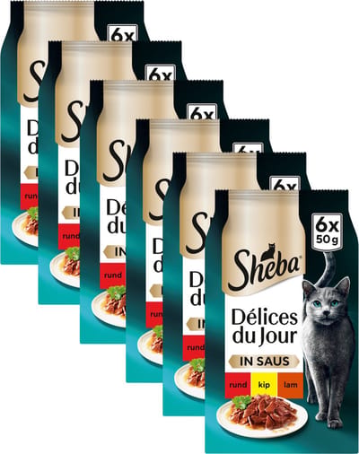 Sheba Kattenvoer - Délices du Jour - Traiteur Vlees Selectie in saus Natvoer - 36x50 g