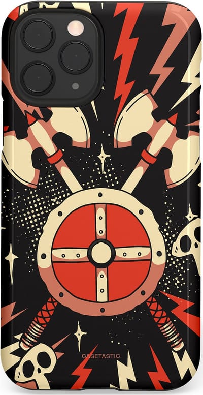 Casetastic Hoesje Geschikt voor Apple iPhone 11 Pro - Stijlvolle Beschermende Duo-layer Case - Zwart Rood Viking