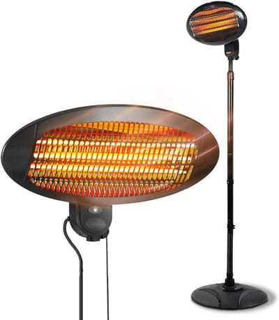 Verstelbare Elektrische Terrasverwarmer met Kantelbare Kop en 3 Warmtestanden
