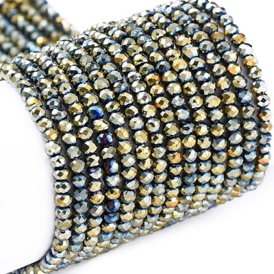 2200 stks 2mm Galvaniseren Glas Rondelle Kralen Groen Volledige Plated Facet Kralen Losse Spacer Kralen voor Ketting Armband Sieraden Craft Maken