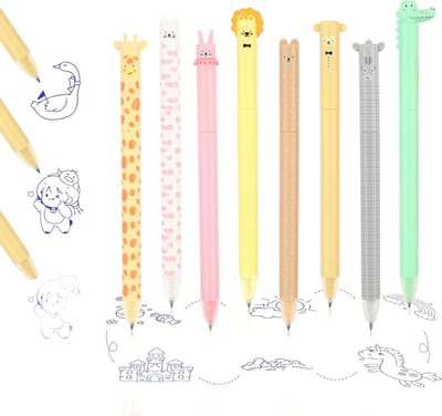 Uitwisbare balpen set met 8 stuks, 0,7 mm punt, ideaal voor school en kantoor, perfect voor creatief schrijven en tekenen