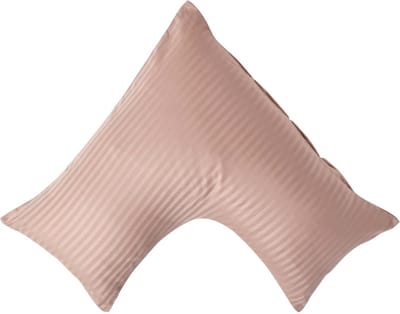 Homescapes Satijn Streep Katoen V-Kussensloop - Taupe-beige - 100% Egyptisch Katoen - 330TC - 38 x 76 cm