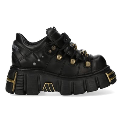 New Rock zwarte leren gotische platform enkellaarsjes - M-120N-C116