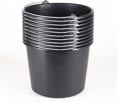 Stevige emmerset 12L - 10 stuks, Zwart - Bouwemmer, Mortelkuip en Wateremmer