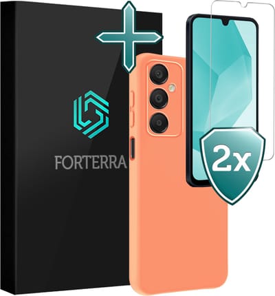 Hoesje Met 2x Screenprotector - Geschikt voor Samsung Galaxy A16 - Sterk & Shockproof - Telefoon Hoes - Back Cover - Siliconen Case - Perzik