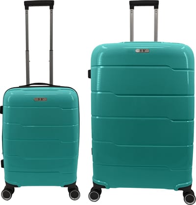 SB Travelbags 2 delige 'Expandable' kofferset 4 dubbele wielen trolley - Aqua Blauw - 75cm/55cm