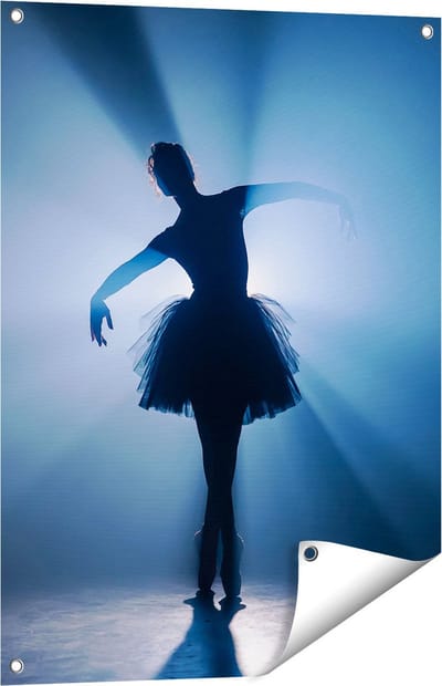 Gards Tuinposter Ballerina Silhouet - Ballet - 60x80 cm - Tuindoek - Tuindecoratie - Wanddecoratie buiten - Tuinschilderij