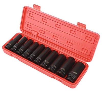 10-delige dopsleutelset 1/2 inch - Slagmoersleutel en gereedschapskist met diverse maten