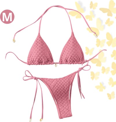 Livano Bikini Dames - Meisjes Bikini - Badpak - Push Up - Vrouwen Badkleding - Zwemmen - Sexy Set - Top & Broekje - Roze - Maat M