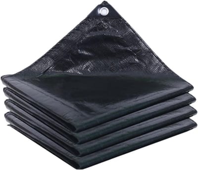 Dekzeil Voor Buiten - Afdekhoes Robuust - Bescherming Tegen Weer - Versterkte Oogjes - 310 x 330 cm - Zwart